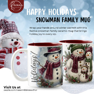 Café Em Dois Tons Caneca de Cerâmica Família de Boneco de Neve Feliz