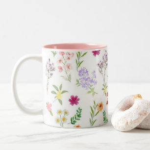Café Em Dois Tons Caneca de Cerâmica Floral Rosa Botânica de Flor Si