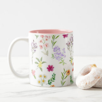 Café Em Dois Tons Caneca de Cerâmica Floral Rosa Botânica de Flor Si