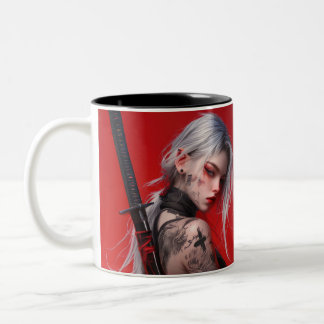 Café Em Dois Tons Caneca de Cerâmica Guerreiro Katana Anime