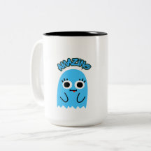 Caneca de Cerâmica "INCRÍVEL" Fantasma Azul Fofo