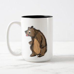 Café Em Dois Tons Caneca de Cerâmica Marrom Tom-Duplo com Urso Desen