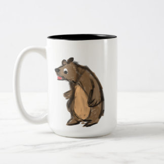 Café Em Dois Tons Caneca de Cerâmica Marrom Tom-Duplo com Urso Desen