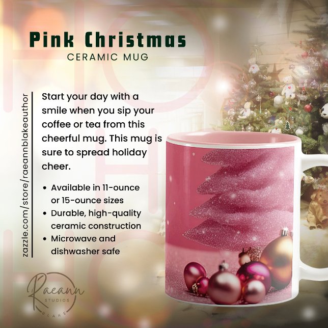 Café Em Dois Tons Caneca de Cerâmica Natal Rosa (Criador carregado)