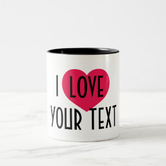 Café Em Dois Tons Caneca de Cerâmica Personalizada - Eu Coração Text