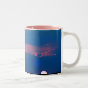 Café Em Dois Tons Caneca de Cerâmica Pôr do Sol Impressionista