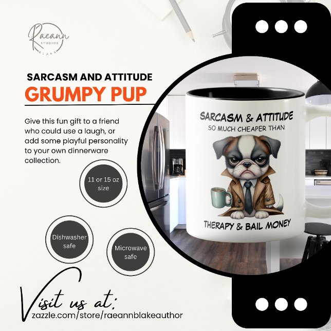 Café Em Dois Tons Caneca de Cerâmica Sarcasmo e Atitude do Cachorrin (Criador carregado)