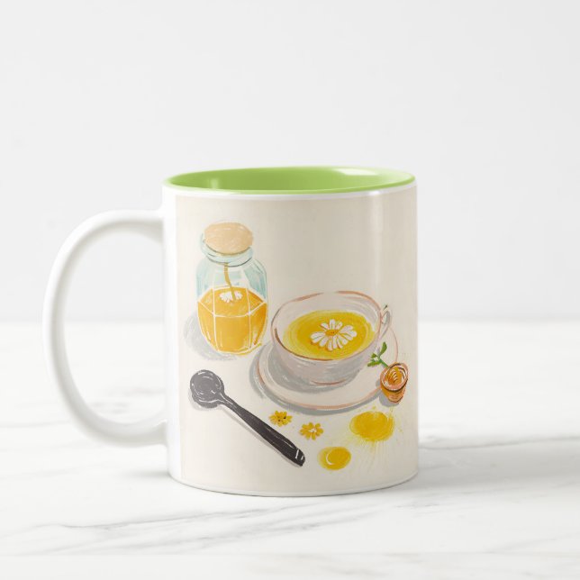 Café Em Dois Tons Caneca de Chá de Camomila e Mel (Esquerda)