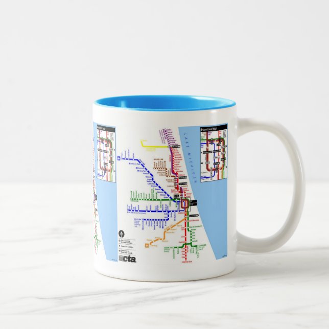 Café Em Dois Tons Caneca de Chicago do metro (Direita)