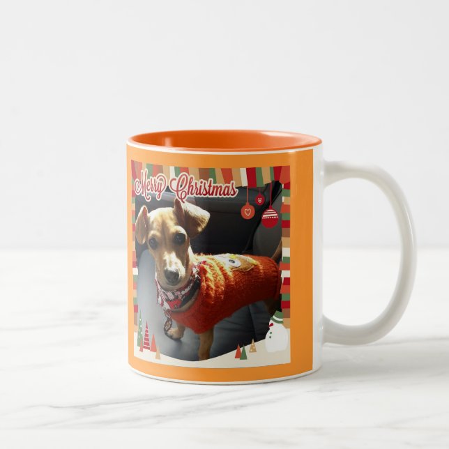 Café Em Dois Tons Caneca de Chiweenie do Feliz Natal (Direita)