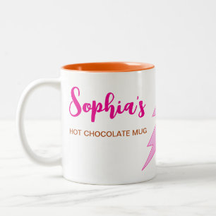 Café Em Dois Tons Caneca de Chocolate Quente Nome Moderno & Inicial