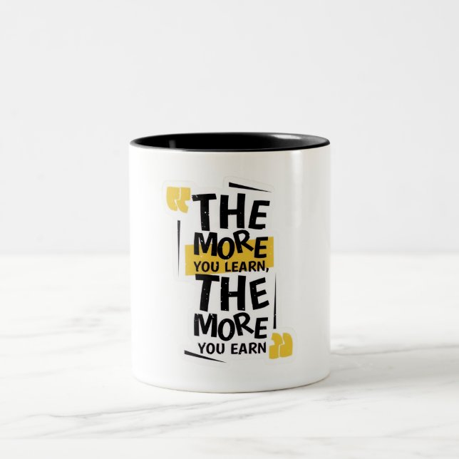 Café Em Dois Tons Caneca de Citação Motivacional  (Centro)