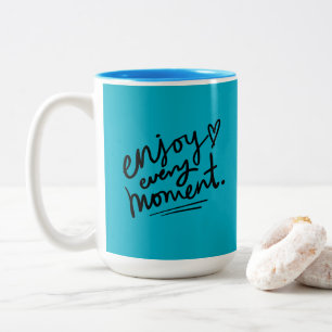 Café Em Dois Tons Caneca de Citação Motivacional Simples Preto Azul