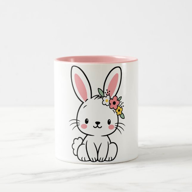 Café Em Dois Tons Caneca de coelho fofo (Centro)