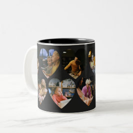 Café Em Dois Tons Caneca de Colagem de Fotos Preto Fosco com Moldura