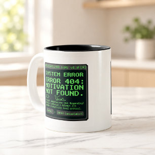 Café Em Dois Tons Caneca de computador retrô Motivação Não Encontrad