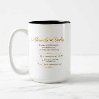 Café Em Dois Tons Caneca de Convite de Casamento de Luxo Personaliza