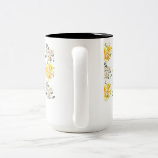 Café Em Dois Tons Caneca de cottagecore floral com rosas personalizá