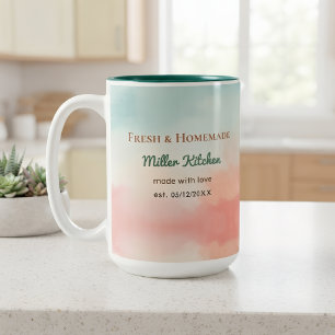 Café Em Dois Tons Caneca de Cozinha Personalizada Nome Customizado X