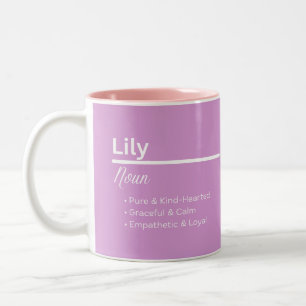 Café Em Dois Tons Caneca de Definição de Nome de Menina Lily Prese