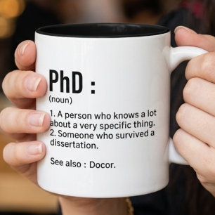 Café Em Dois Tons Caneca de Definição de PhD Presente Engraçado de G
