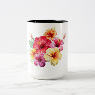 CAFÉ EM DOIS TONS CANECA DE DESENHO DE FLORES