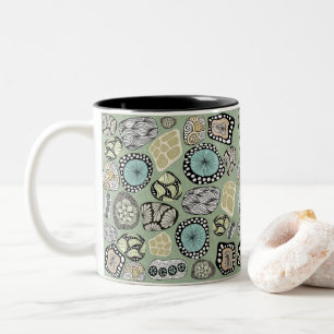 Café Em Dois Tons Caneca de Design Abstrato Floral Zen