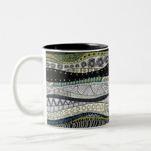 Café Em Dois Tons Caneca de Design Abstrato Zen Waves