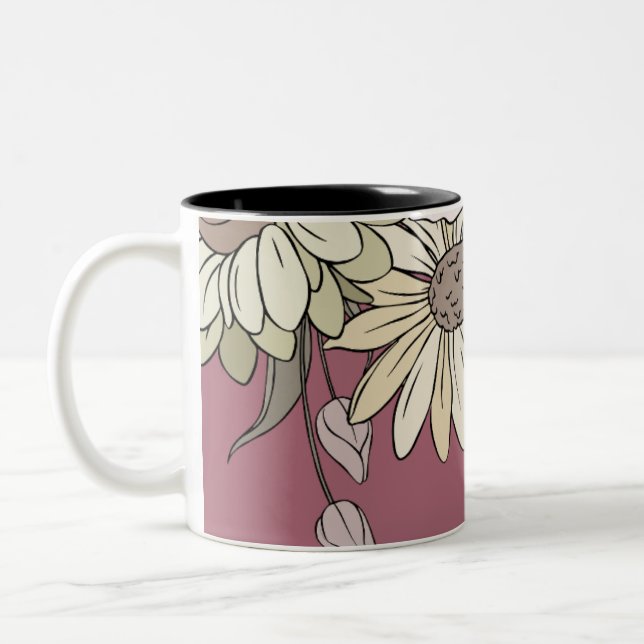 Café Em Dois Tons caneca de design floral (Esquerda)