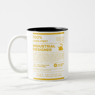 Café Em Dois Tons Caneca de Design Industrial da Etiqueta de Cuidado