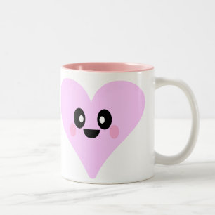 CAFÉ EM DOIS TONS CANECA DE DIA DOS NAMORADOS COM CORAÇÕES ROSA KAWA