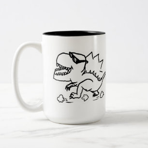 Café Em Dois Tons Caneca de Dinossauro Engraçada - T-Rex Legal Com Ó