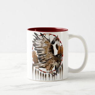 Café Em Dois Tons Caneca de Dreamcatcher do falcão do vôo