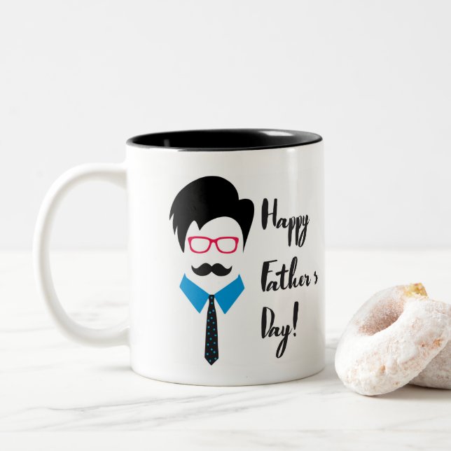 Café Em Dois Tons Caneca de Duas Cores 325ml Preta (Com Donut)