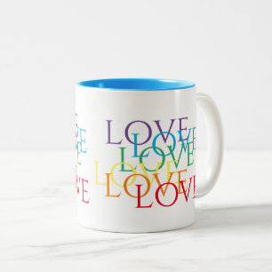 CAFÉ EM DOIS TONS CANECA DE DUAS CORES AZUL RAINBOW LOVE