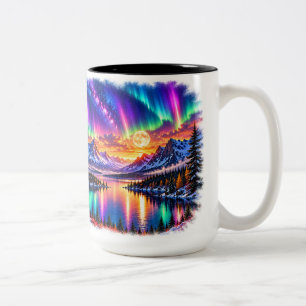 Café Em Dois Tons Caneca de Duas Cores Bigfoot Luzes do Norte