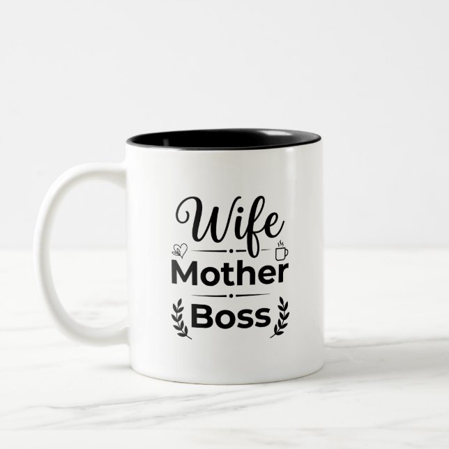 Café Em Dois Tons Caneca de Duas Cores Boss Mom (Esquerda)
