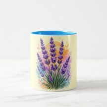 Caneca de duas cores com aguarela de ramalhete de