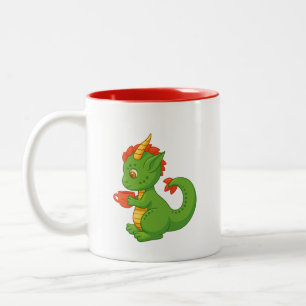Café Em Dois Tons Caneca de duas cores com dragão bebê fofo segurand