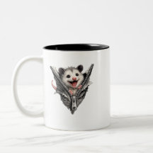 Caneca de Duas Cores com Fecho de Zíper e Gambá Gr