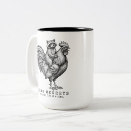 Café Em Dois Tons Caneca de Duas Cores com Guaxinim e Galo - Present