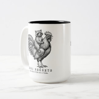 Café Em Dois Tons Caneca de Duas Cores com Guaxinim e Galo - Present