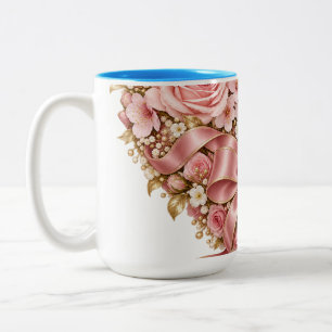 Café Em Dois Tons Caneca de Duas Cores com Jardim de Rosas Romântica