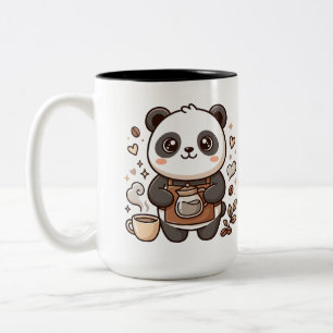 Café Em Dois Tons Caneca de Duas Cores com Panda Fofinho Barista