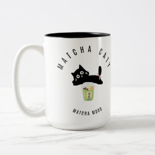 Café Em Dois Tons Caneca de Duas Cores Gatinha Matcha Fofa Kawaii