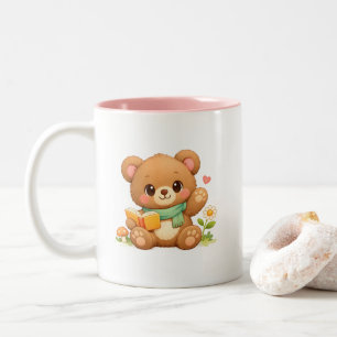 Café Em Dois Tons Caneca de Duas Cores para Crianças "Urso Leitor