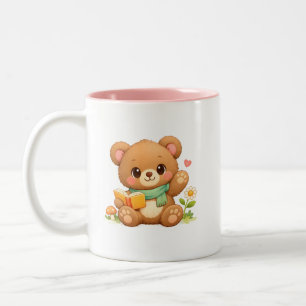Café Em Dois Tons Caneca de Duas Cores para Crianças "Urso Leitor
