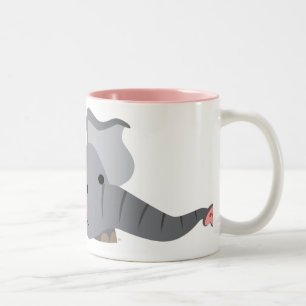 Café Em Dois Tons Caneca de Elefante Furtivo de Desenho Animado Fofo