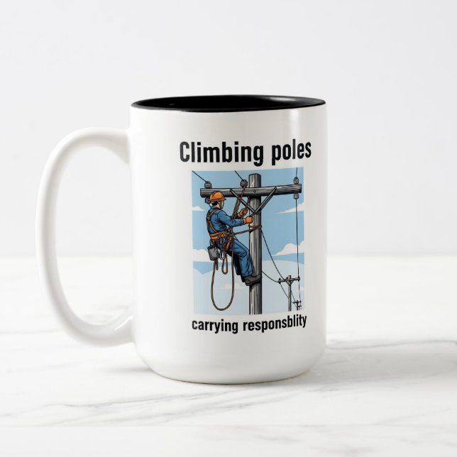 Café Em Dois Tons Caneca de Eletricista Qualificado (Esquerda)