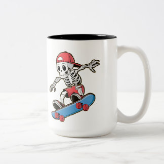 Café Em Dois Tons Caneca de Esqueleto de Skate